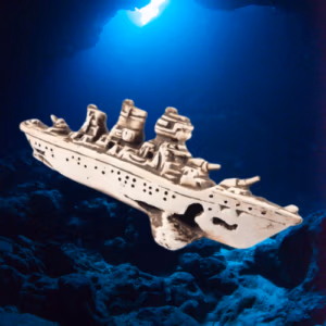 Epave de croiseur pour aquarium – 24 cm – Céramique Naturelle