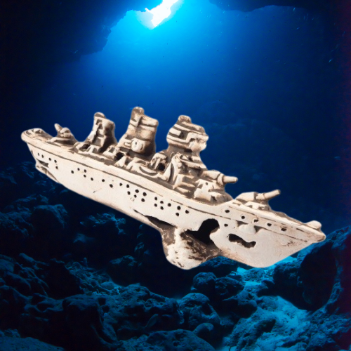 Epave de croiseur pour aquarium - 24 cm - Céramique Naturelle