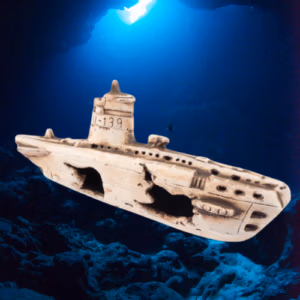 Epave de sous marin pour aquarium – 25 cm – Céramique Naturelle