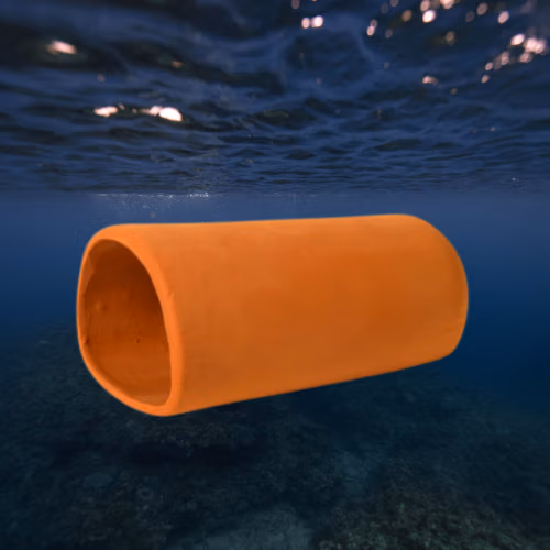 Tube simple L pour aquarium - 13,5 cm - Céramique Naturelle