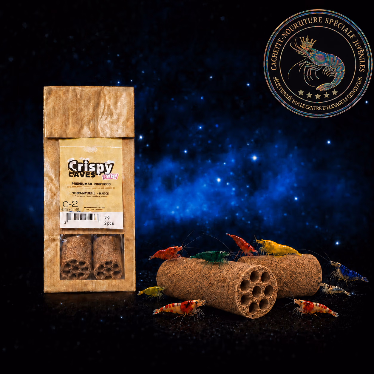 Crispy Caves Baby GlasGarten x2 avec deux tubes comestibles et des crevettes juvéniles – Le Crevettilus