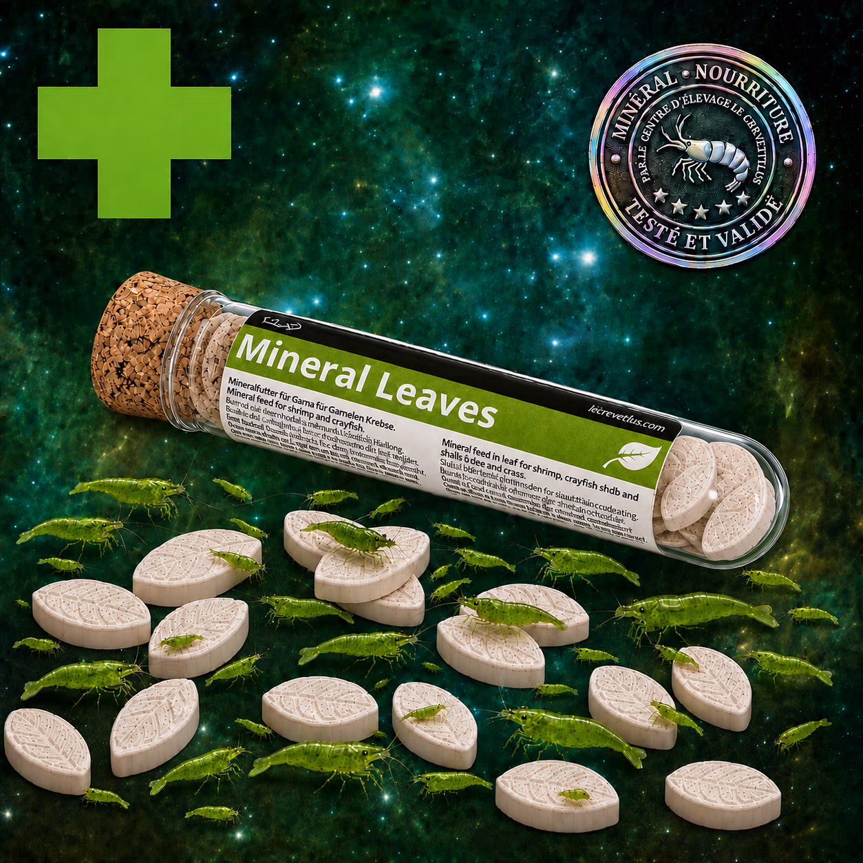 Mineral Leaves x16 GlasGarten avec crevettes vertes – Le Crevettilus