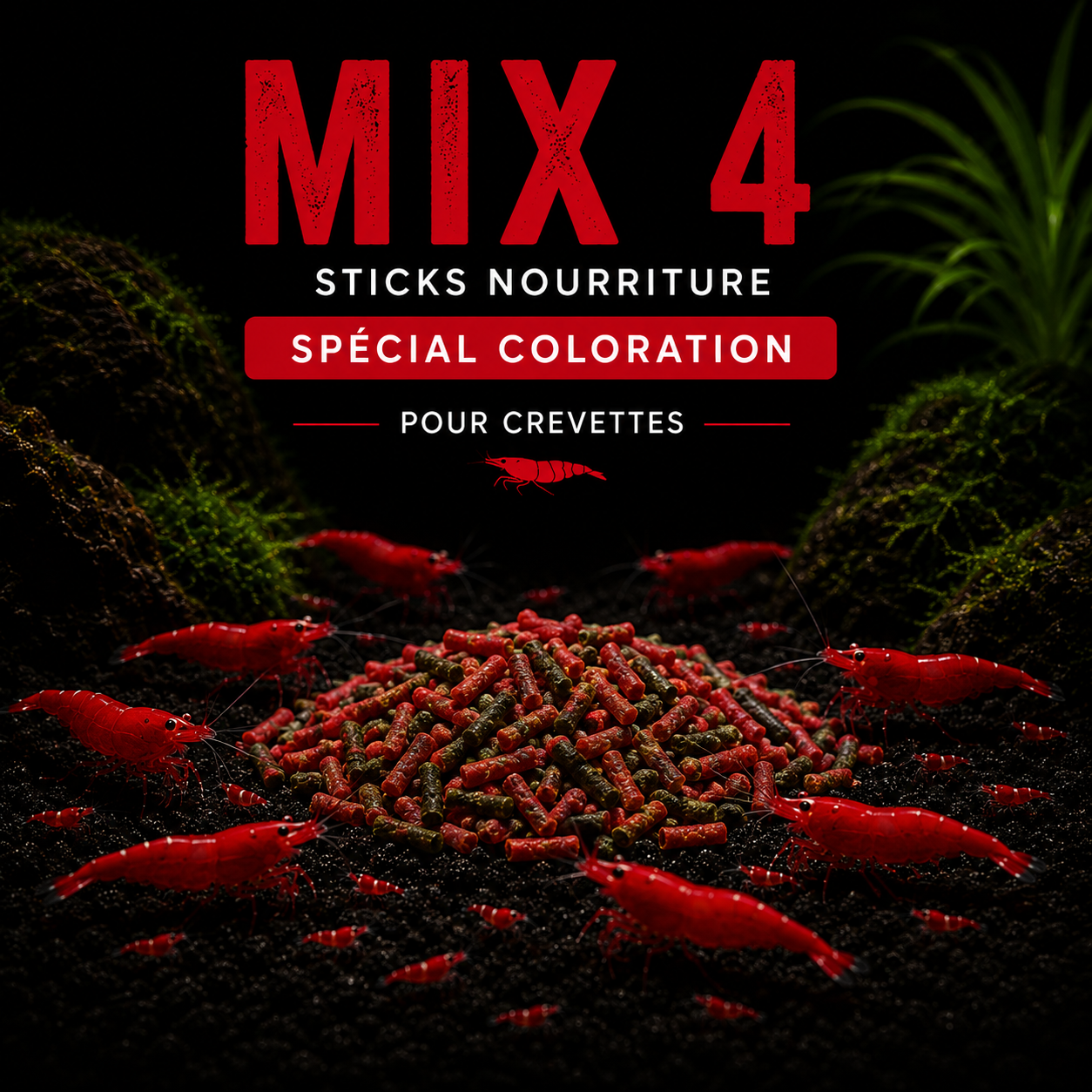 MIX 4 - Sticks Nourriture Artisanale Crevettes Spécial Coloration Le Crevettilus