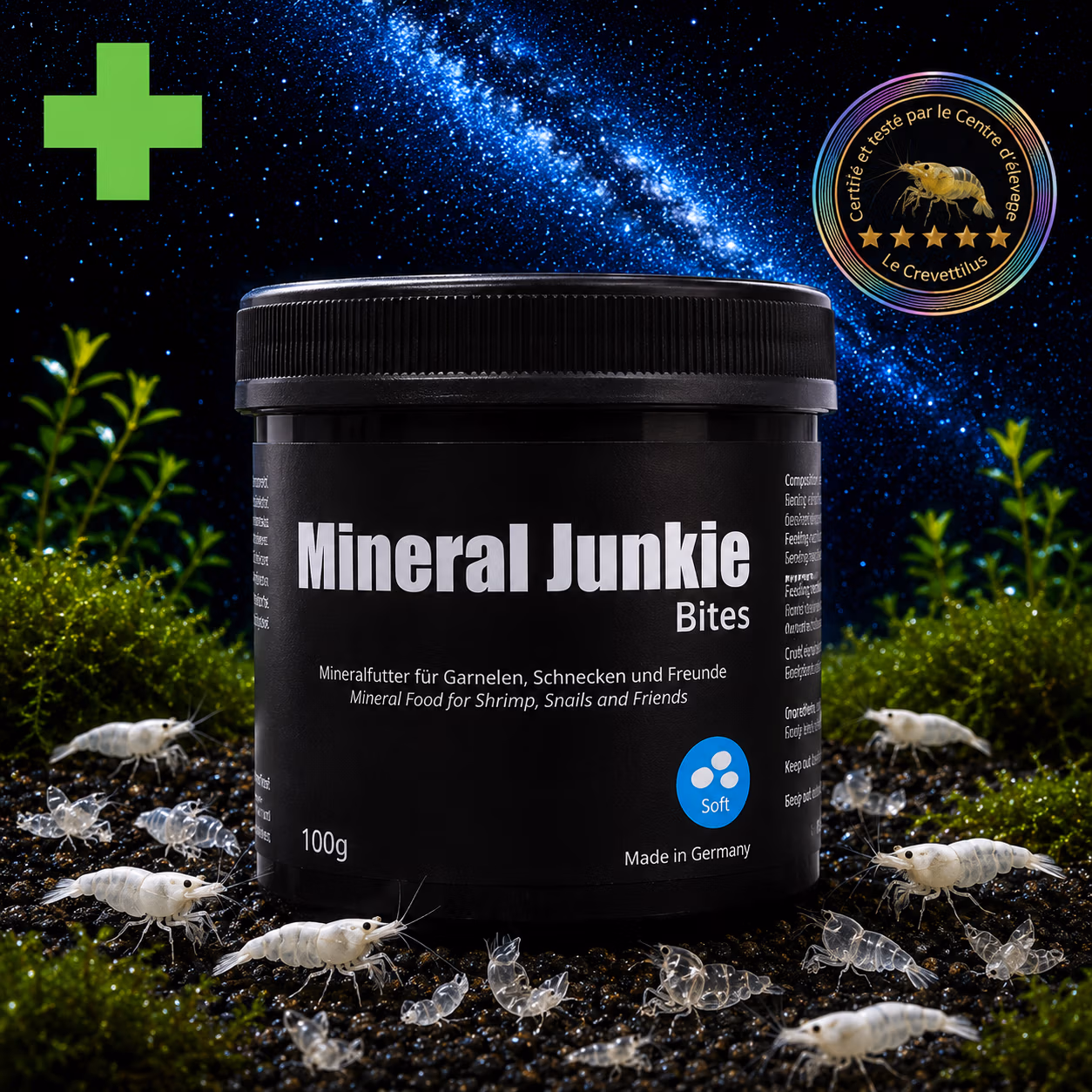 Mineral Junkie Bites GlasGarten avec crevettes Snow White et mues – Le Crevettilus