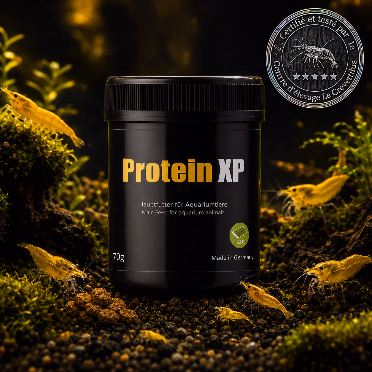 Protein XP 70 g GlasGarten avec crevettes Yellow Neon – Le Crevettilus