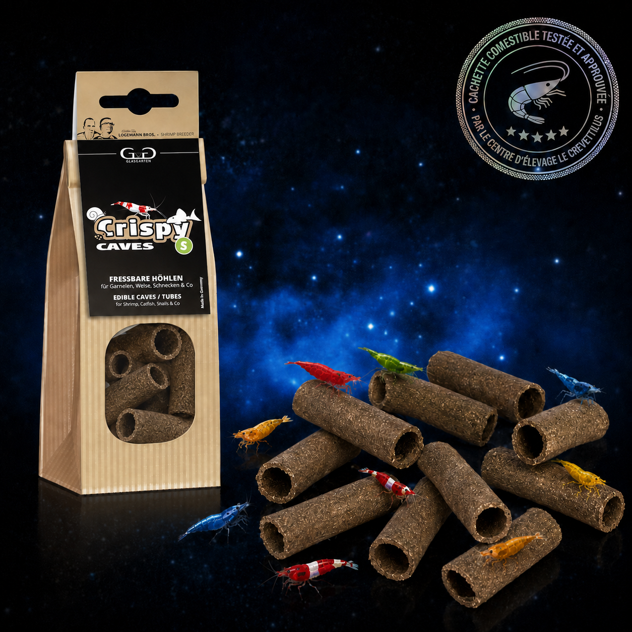 Crispy Caves x9 GlasGarten, cachettes comestibles pour crevettes – Le Crevettilus
